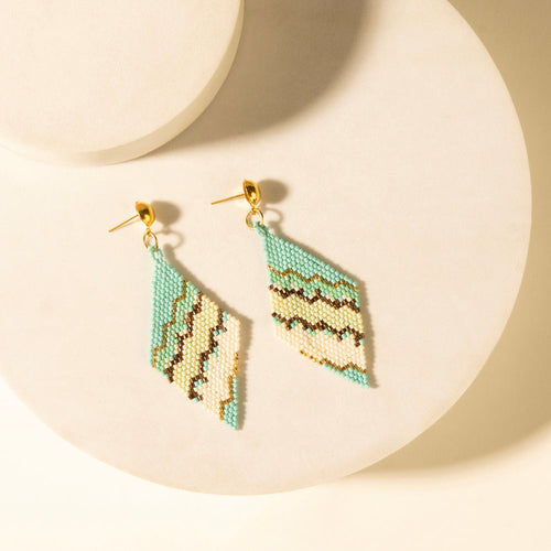Cactus Silk Chevron Drops in Turquoise