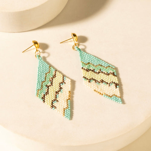 Cactus Silk Chevron Drops in Turquoise