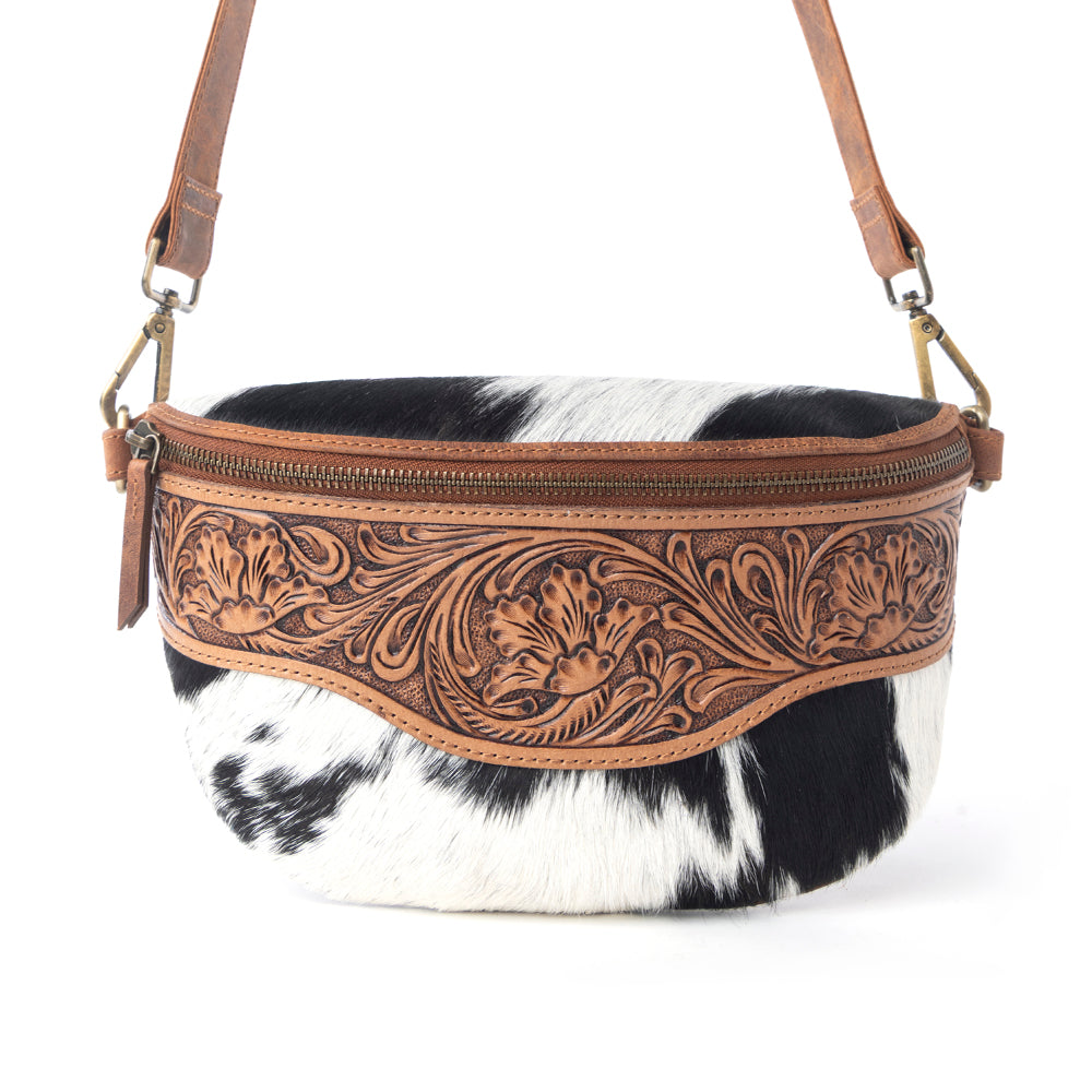 Myra Wildwood Handtooled Bag in Walnut Crest