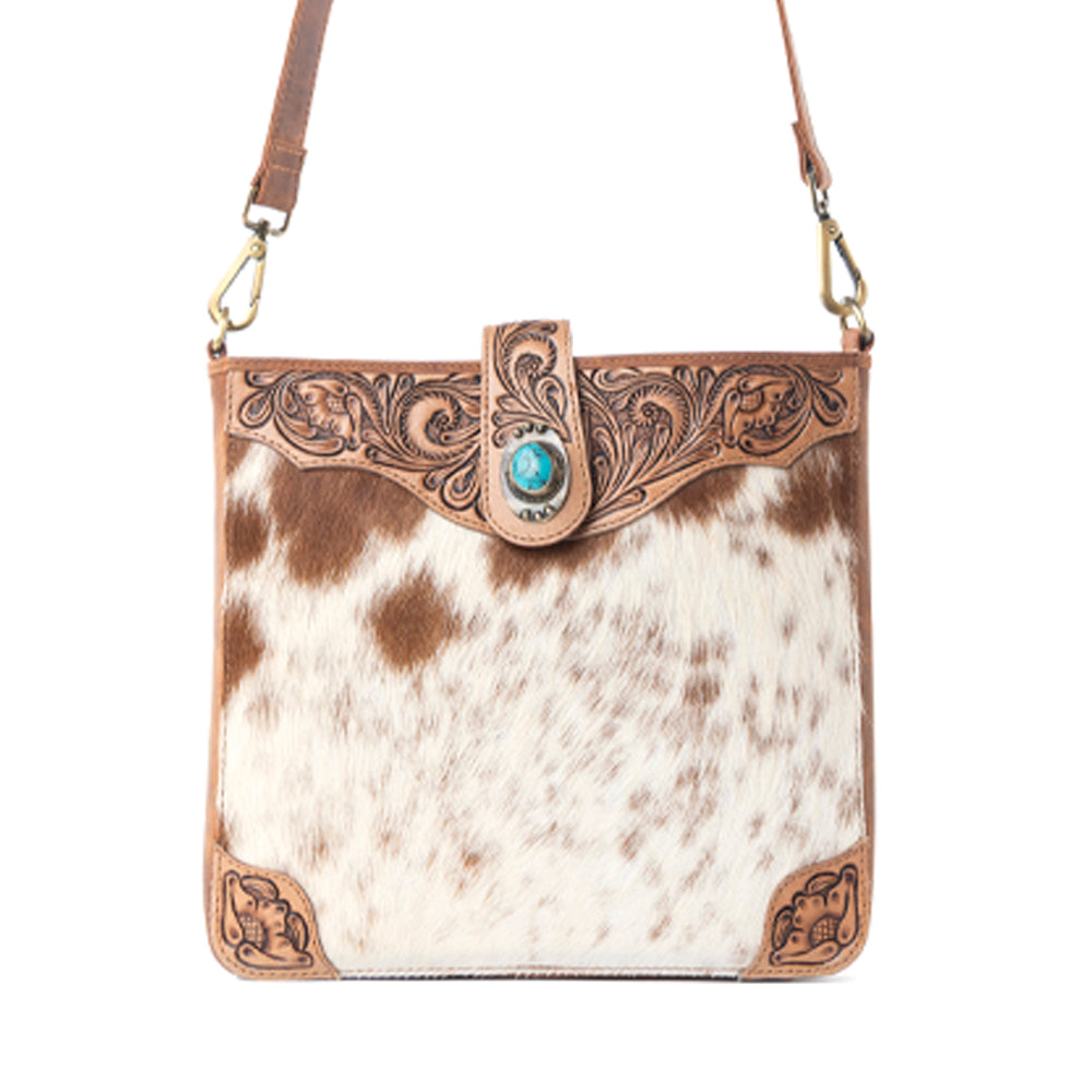 Myra Maple Creek Handtooled Bag in Sandroot Brown
