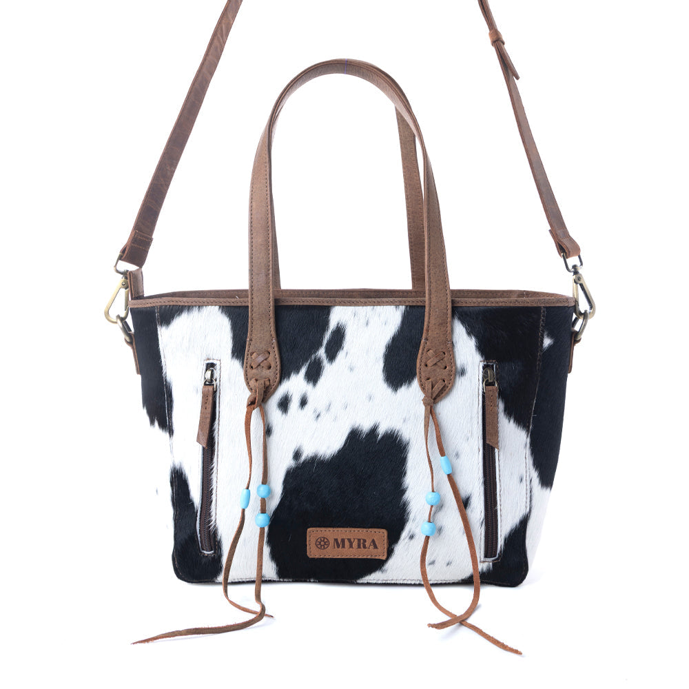 Myra Saddle Crestfall Handtooled Bag in Cowhide Frost