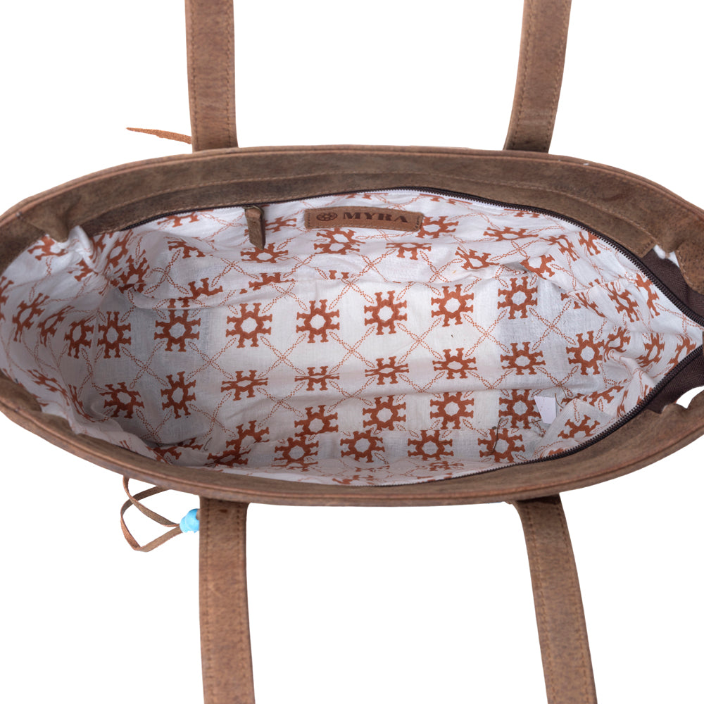 Myra Saddle Crestfall Handtooled Bag in Cowhide Frost