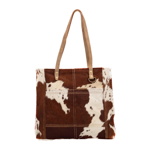 Caramel Front Pocket Hairon Tote Bag - Myra Bags