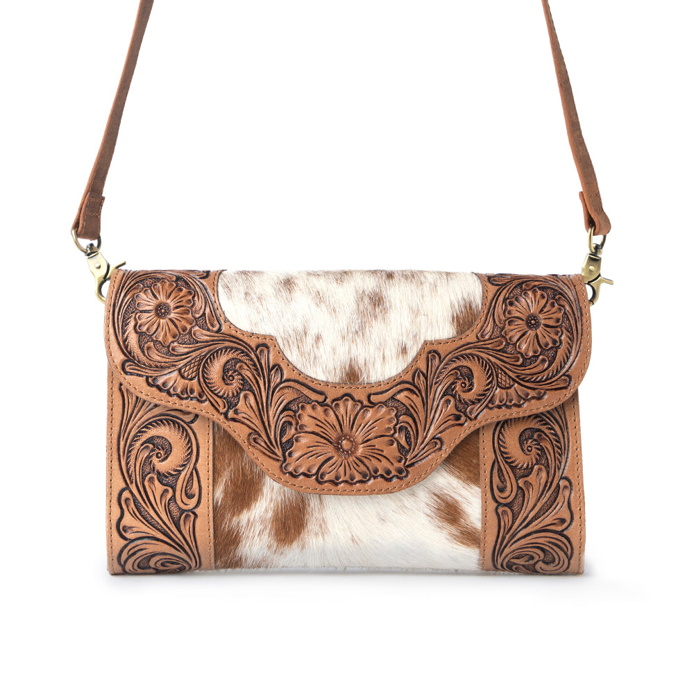 Myra Vinebloom Carve Handtooled Bag in Sienna Frost