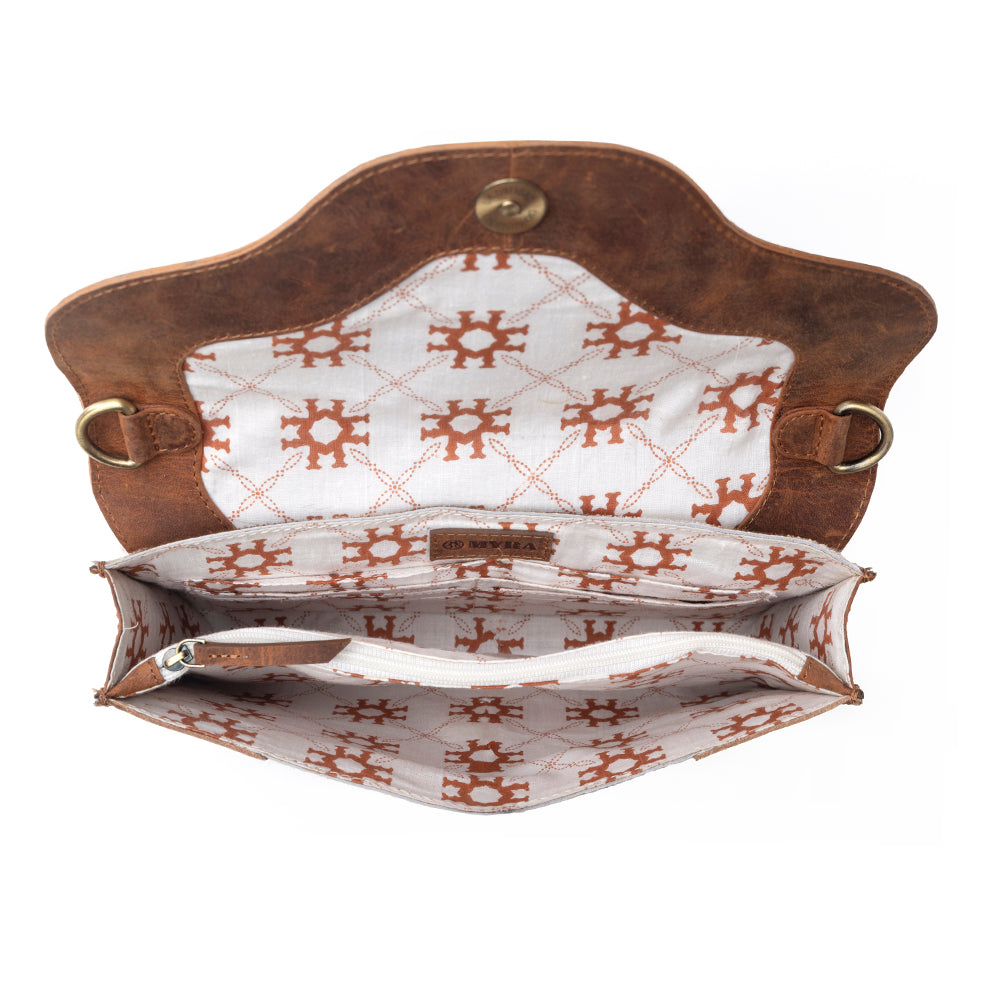 Myra Vinebloom Carve Handtooled Bag in Sienna Frost