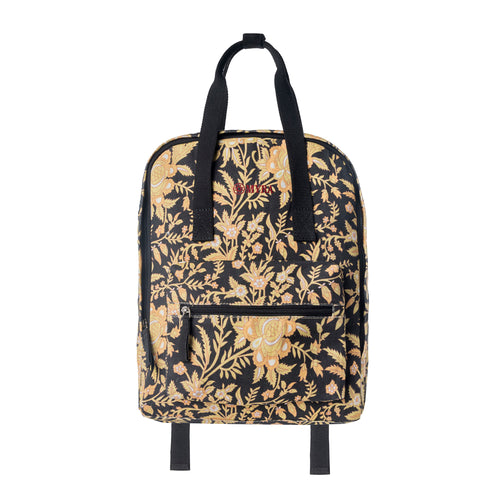 Pine Meadow Cotton & Leather Crossbody Bag in Black & Cream Floral