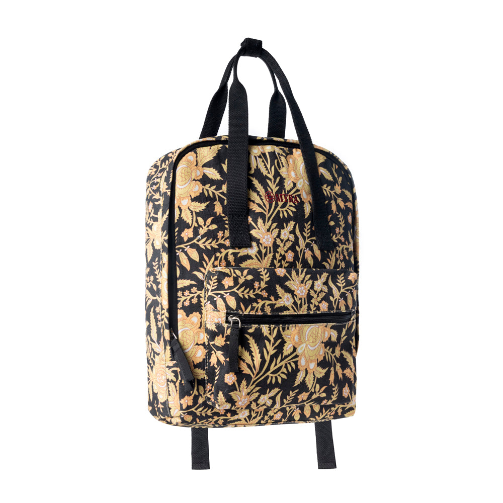 Pine Meadow Cotton & Leather Crossbody Bag in Black & Cream Floral