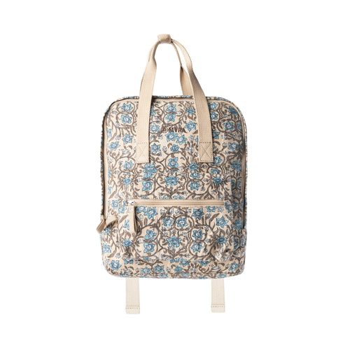 Pine Meadow Cotton & Leather Crossbody Bag in Natural & Blue Floral