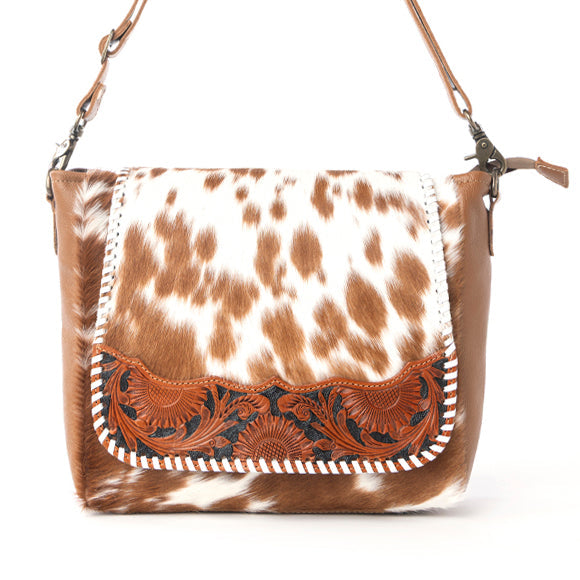 Myra Frontier Drift Hairon Leather Concealed Carry Bag in Canyon Brindle