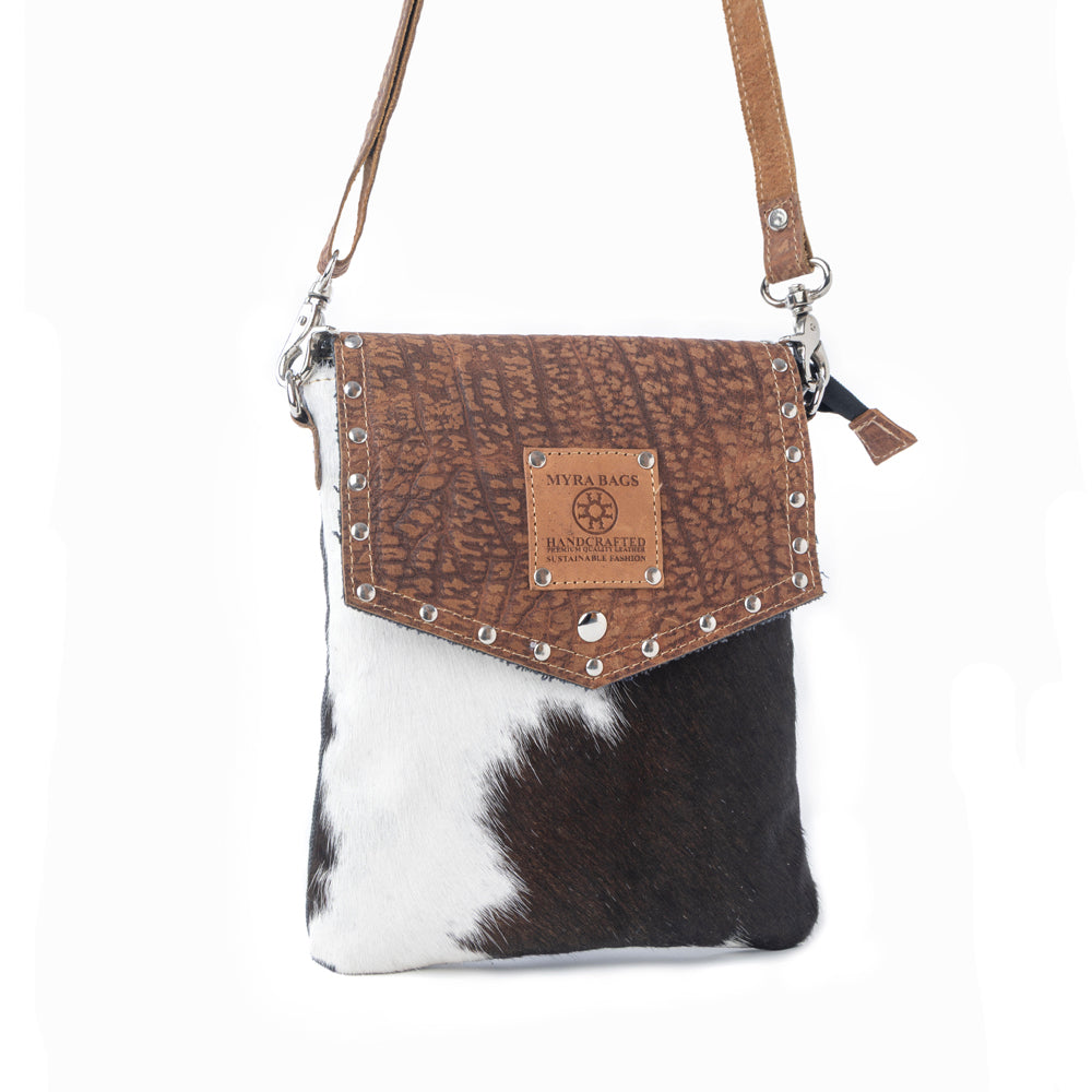Myra Rustler Bend Canvas & Hairon Bag in Brindle Chestnut