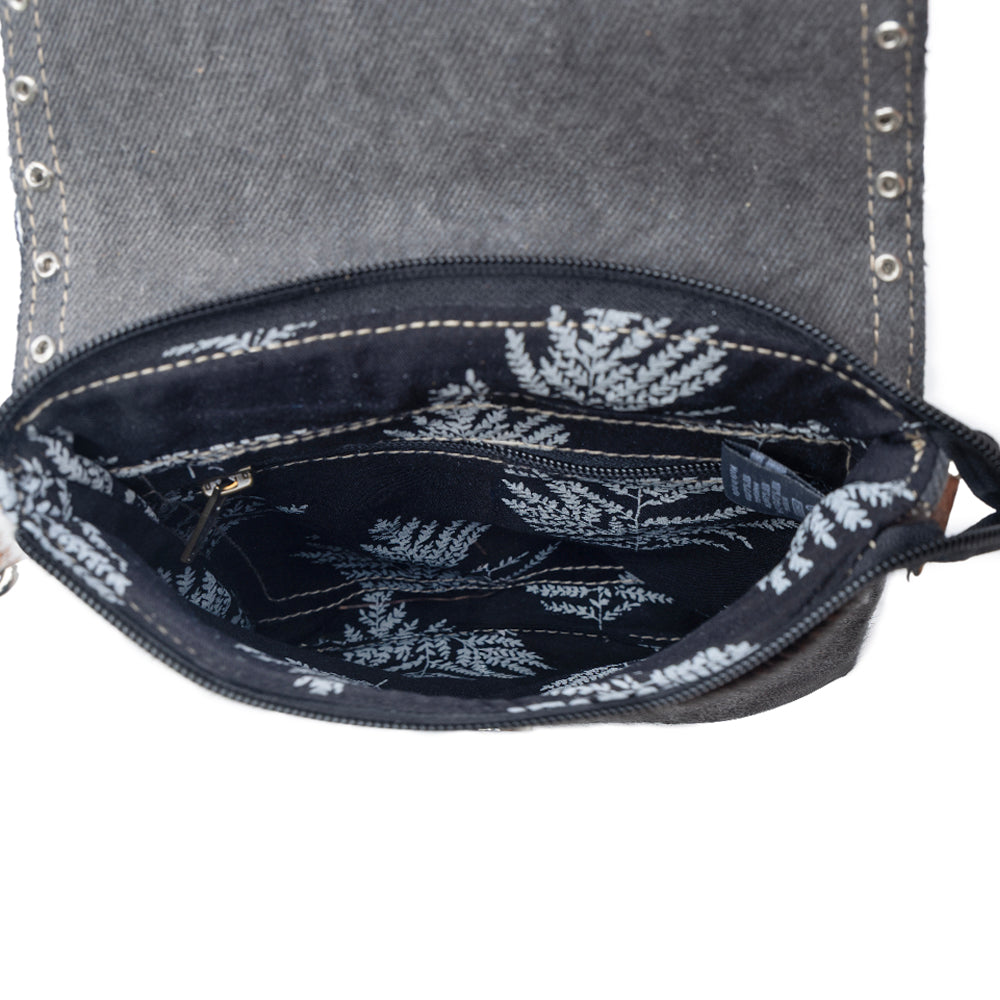 Myra Rustler Bend Canvas & Hairon Bag in Brindle Chestnut