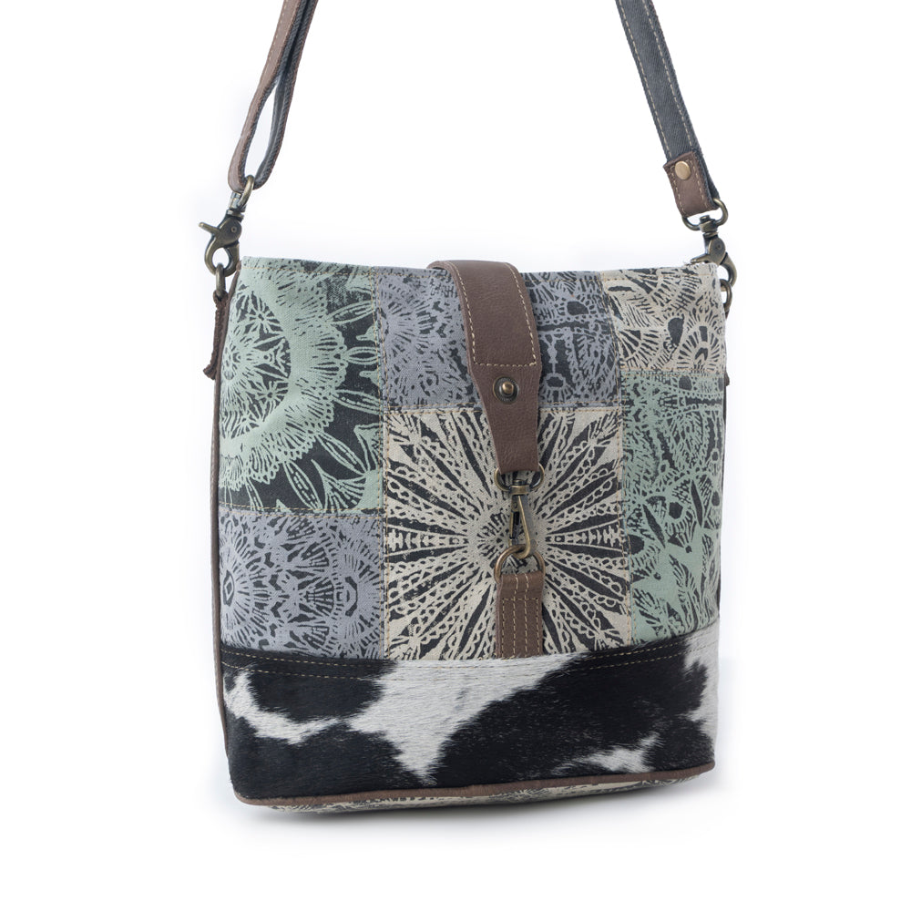 Myra Willow Trace Canvas & Hairon Bag in Geo Sage
