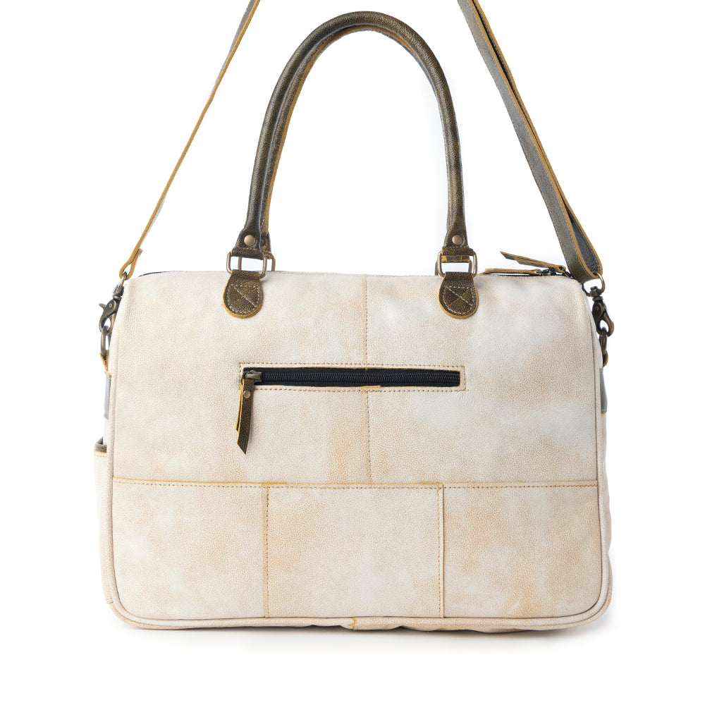 Myra Summit Line Leather Laptop Bag in Desert Cream