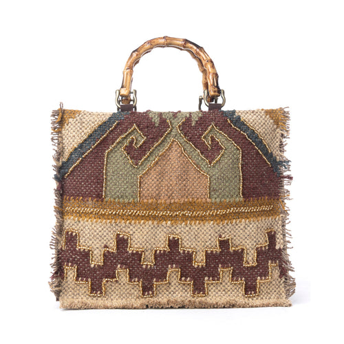 Desert Loom Jute Tote Bag in Olive Amber
