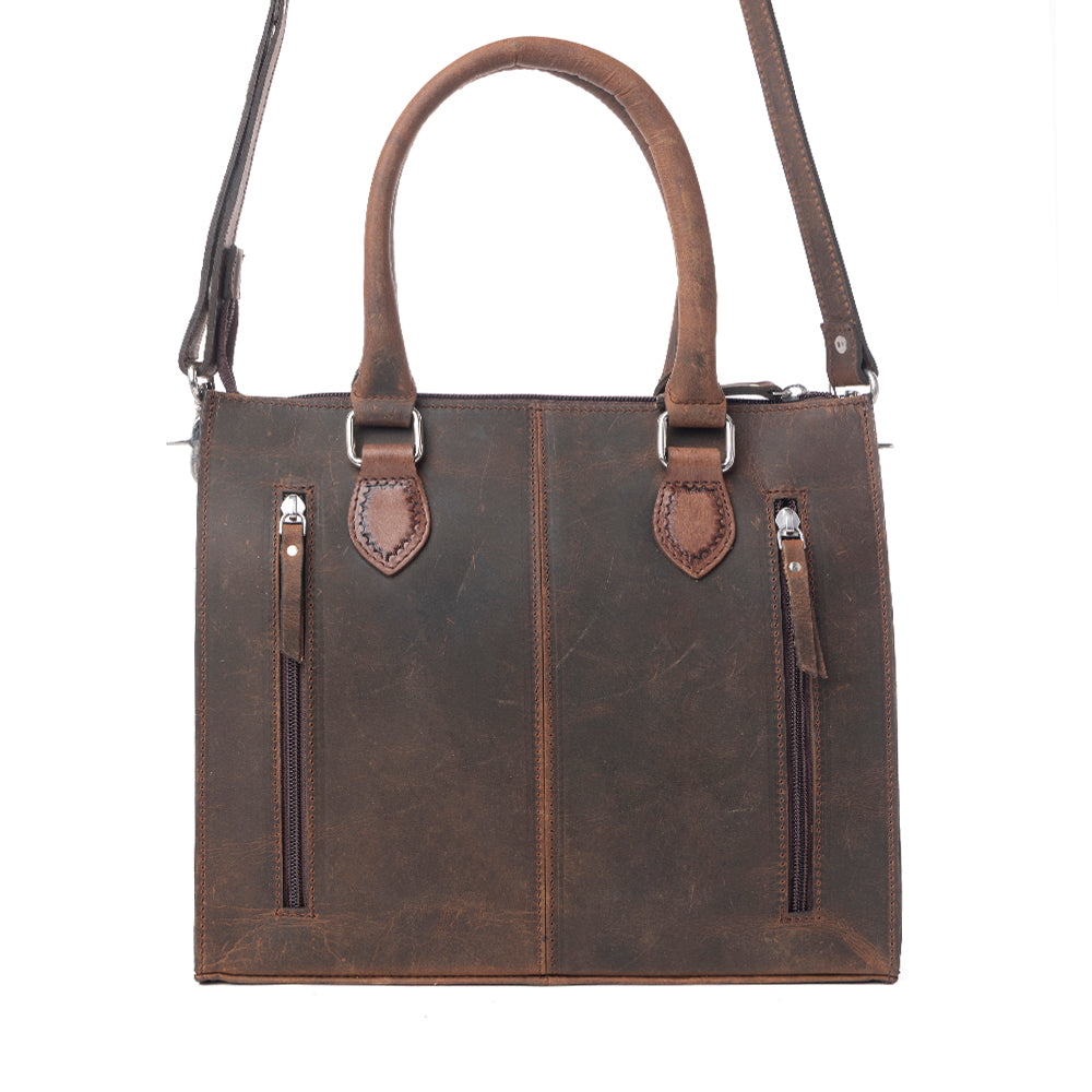Timber Trail Hairon Leather Concealed Carry Bag in Cream Mocha