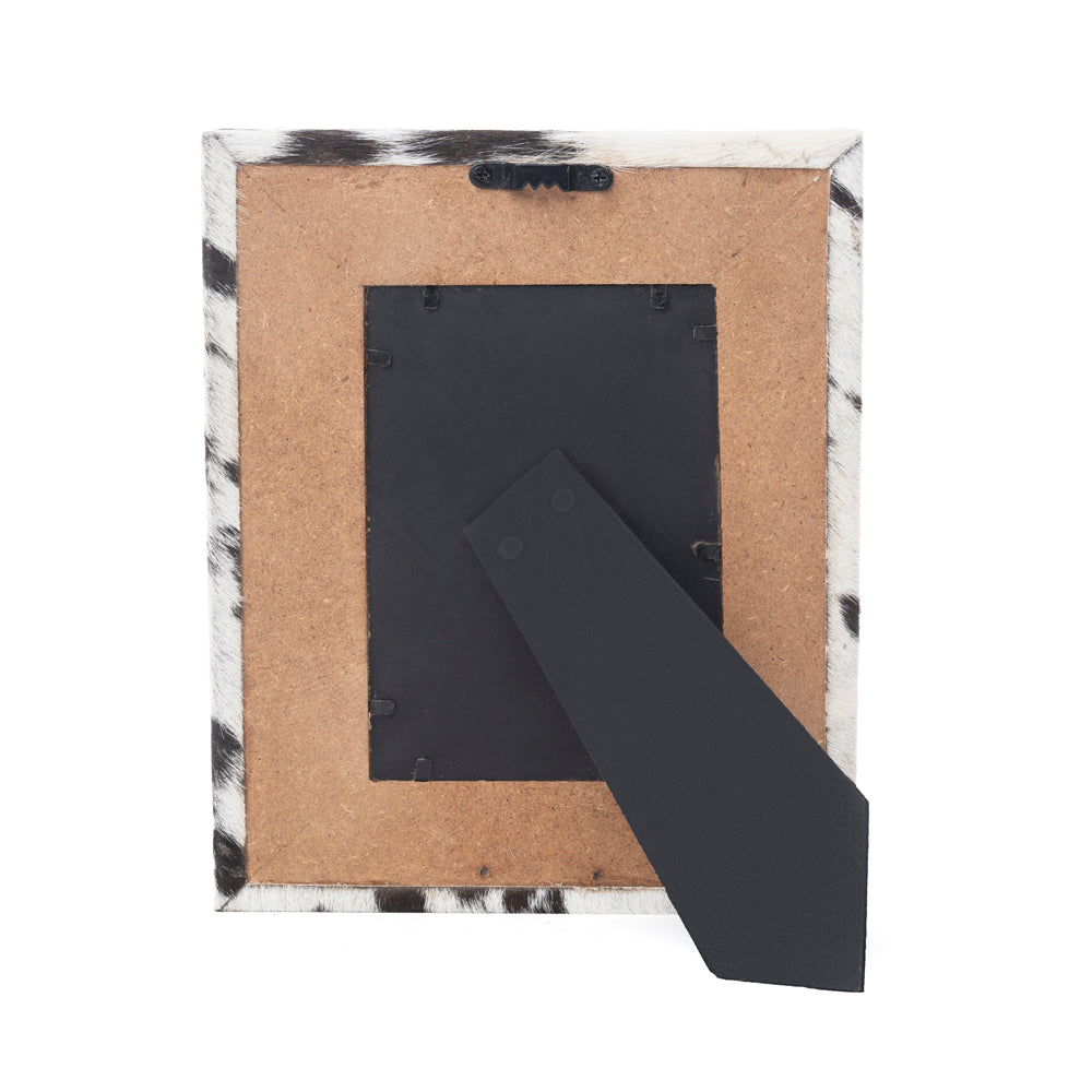 Saddlewood Handtooled Leather Photo Frame in brown with hairon detail, western home décor