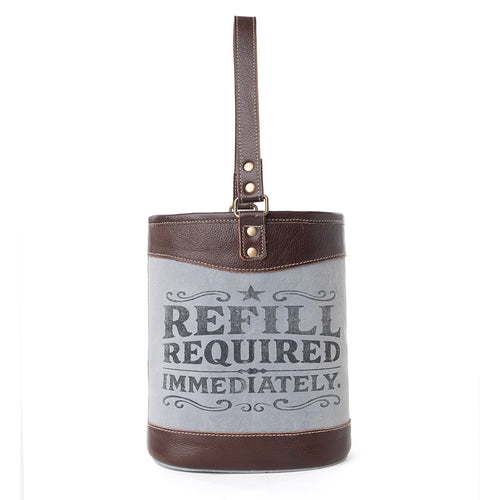 Textura Cotton & Leather Wine Holder in Saddle Frost