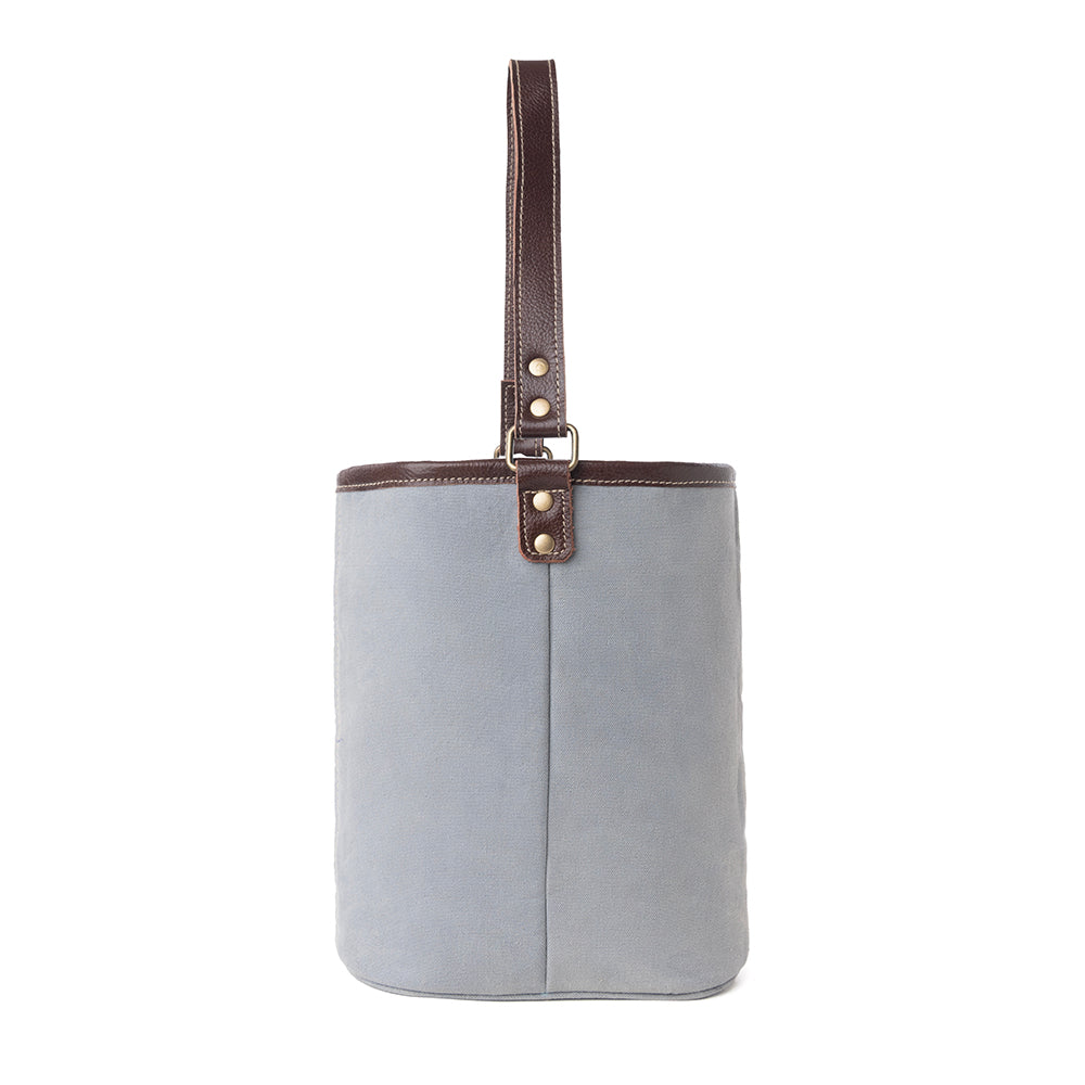 Textura Cotton & Leather Wine Holder in Saddle Frost