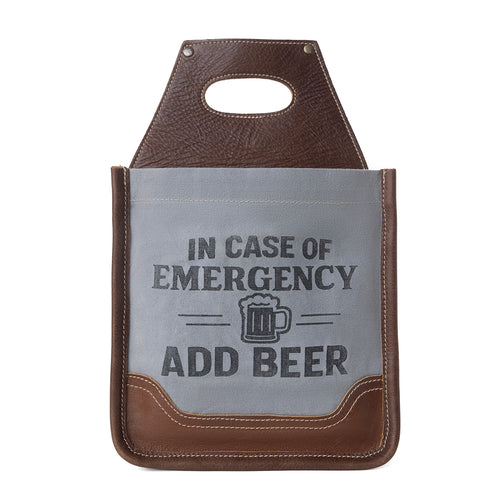 Barrelcut Leather & Canvas Beer Holder in Cedar White