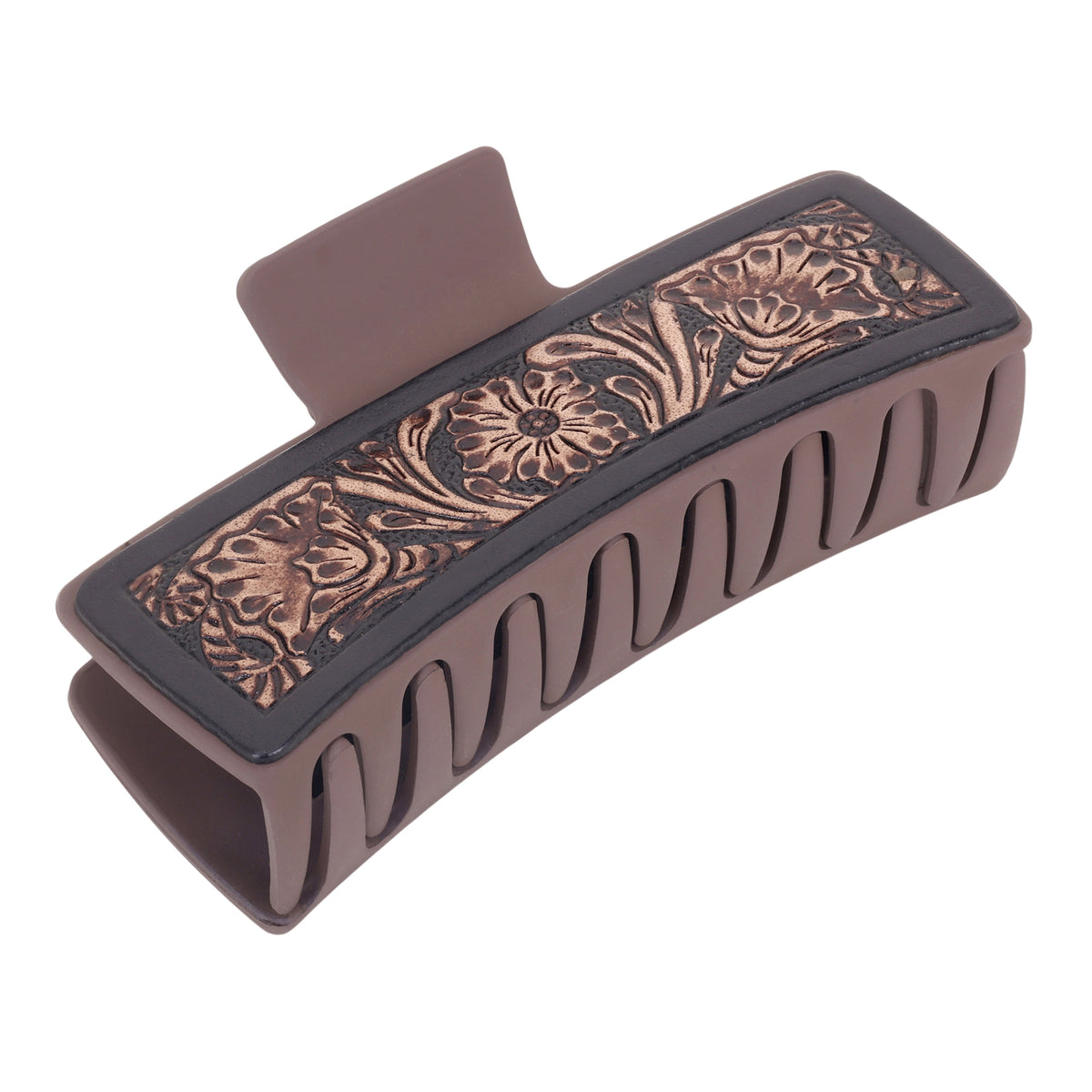 Desertridge Handtooled Hair Clip in Chestnut
