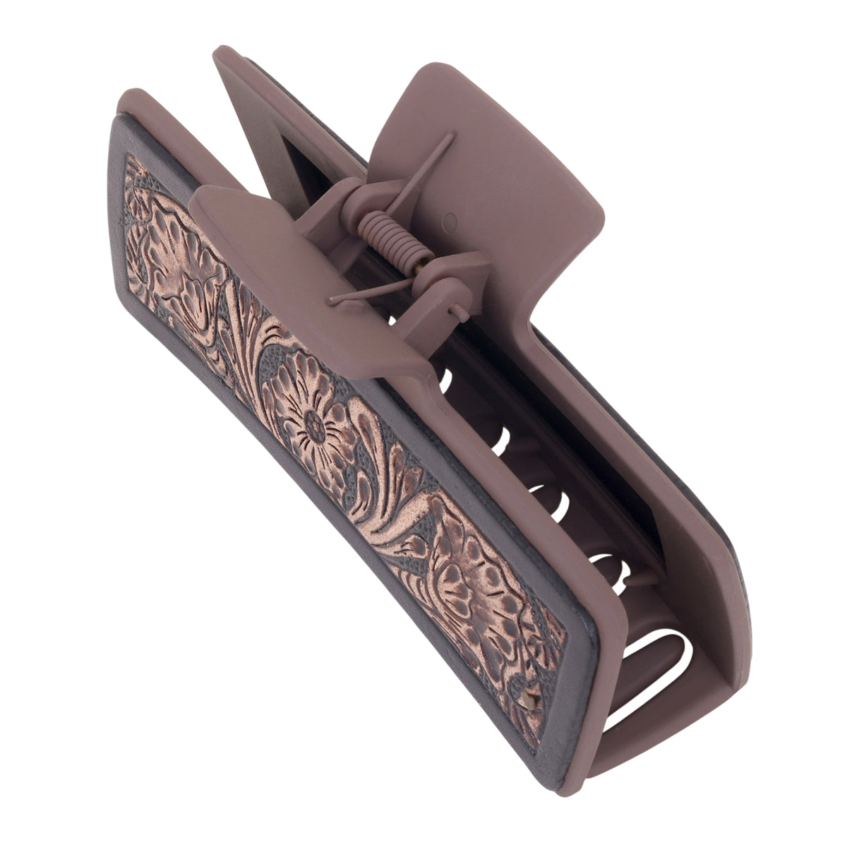 Desertridge Handtooled Hair Clip in Chestnut