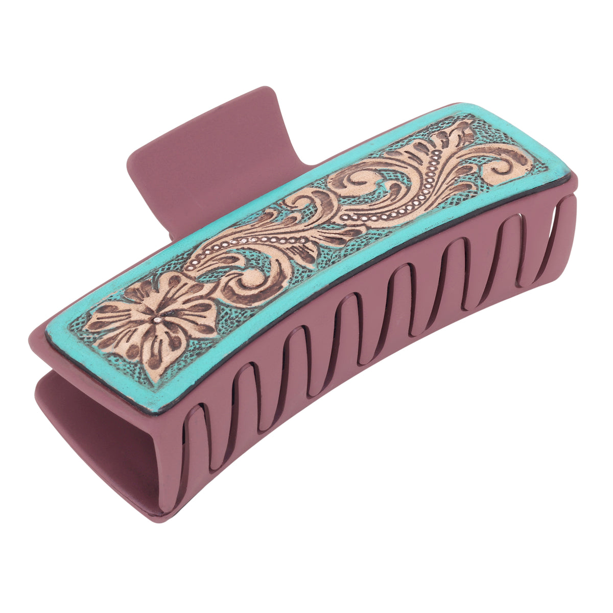 Cindertrail Handtooled Hair Clip in Ebony Cream