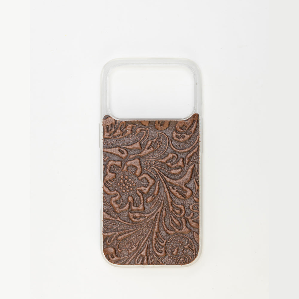 Timber Cut Embossed Leather iPhone 17 Pro Mobile Case