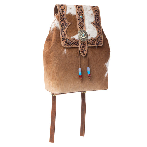 Yellowstone Timber Pass Hairon Handtooled Leather Concealed Carry Bag in Caramel Tan