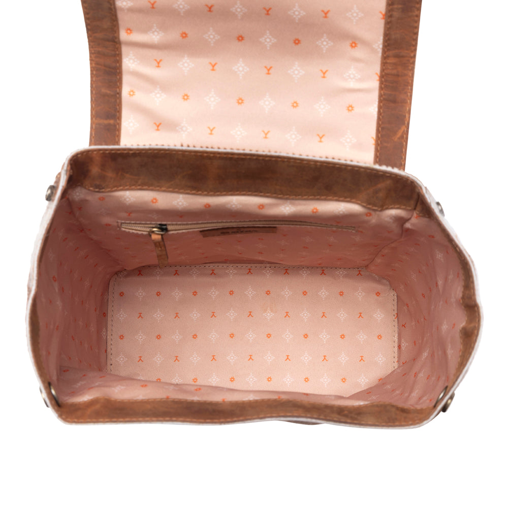 Yellowstone Timber Pass Hairon Handtooled Leather Concealed Carry Bag in Caramel Tan