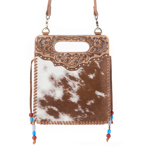 Yellowstone Lone Creek Handtooled Bag in Ivory Mahogany