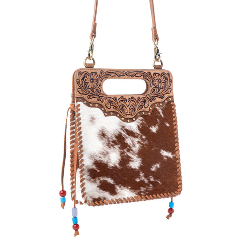 Yellowstone Lone Creek Handtooled Bag in Ivory Mahogany