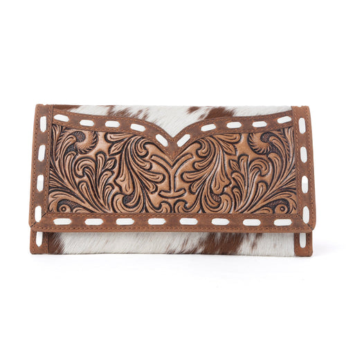 Yellowstone Sienna Stockyard Hairon Leather Women’s Purse in Cream Cocoa