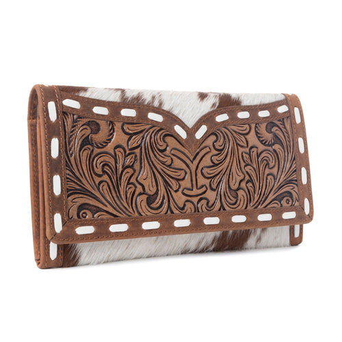 Yellowstone Sienna Stockyard Hairon Leather Women’s Purse in Cream Cocoa