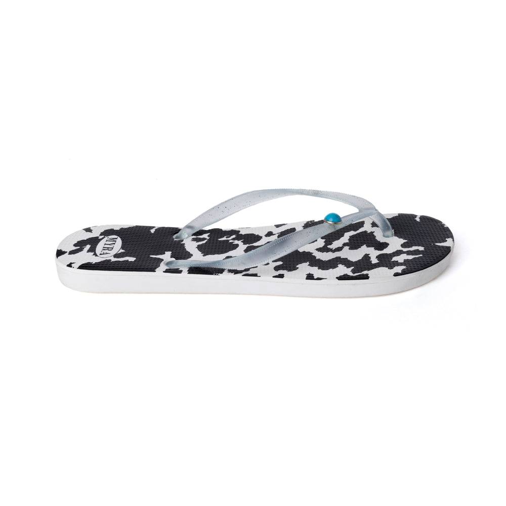 Shadow Ranch Cowhide Slippers in Stormhorn Black