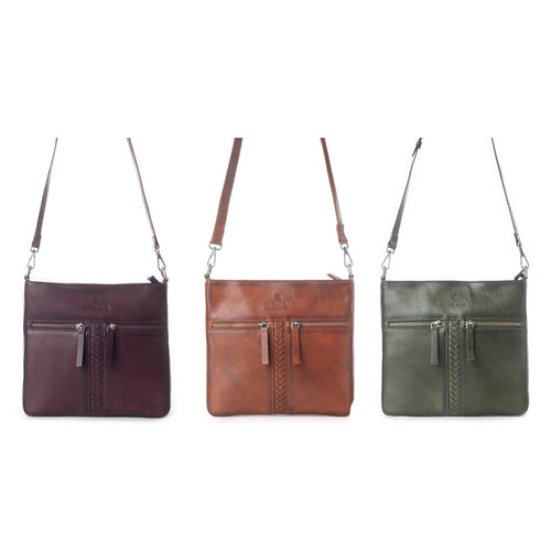 Zidana El Paso Twin Veg Tanned Leather Crossbody Bag Variant Combo