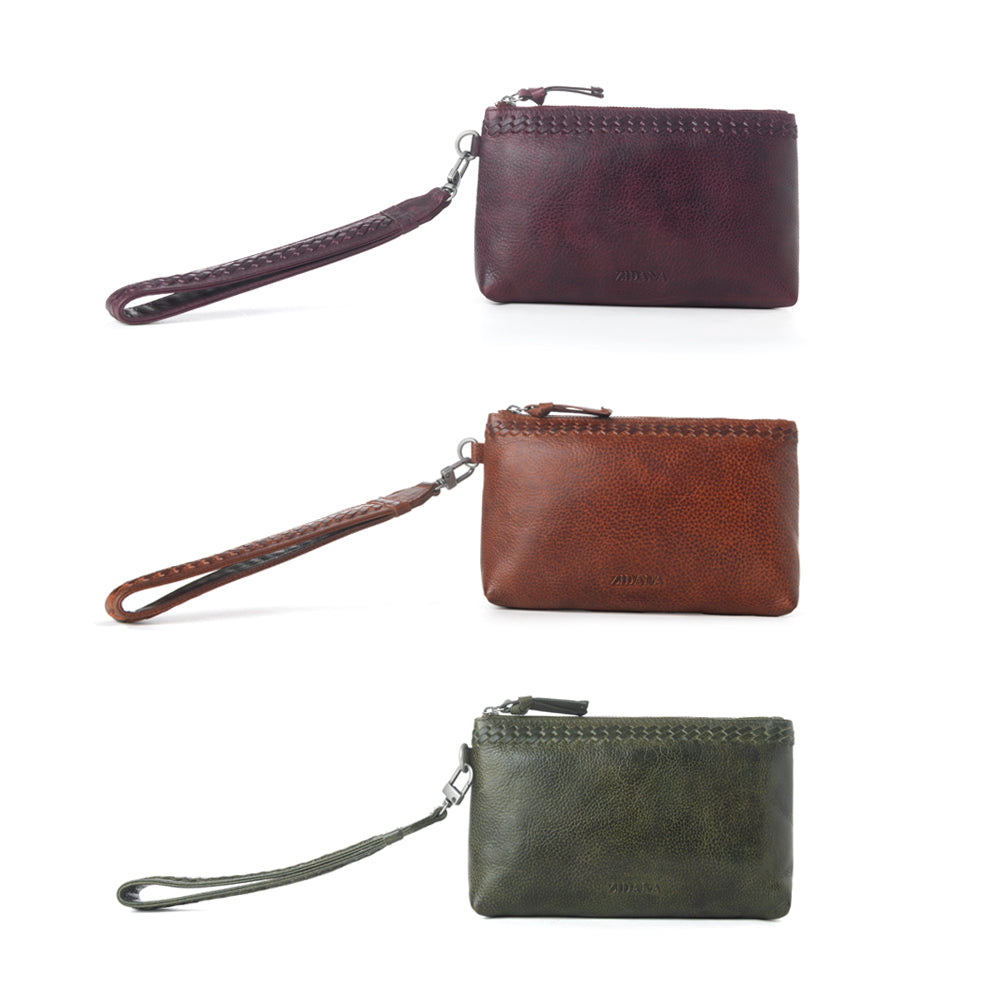Zidana Ethel Mini Veg Tanned Leather Wristlet Variant Combo