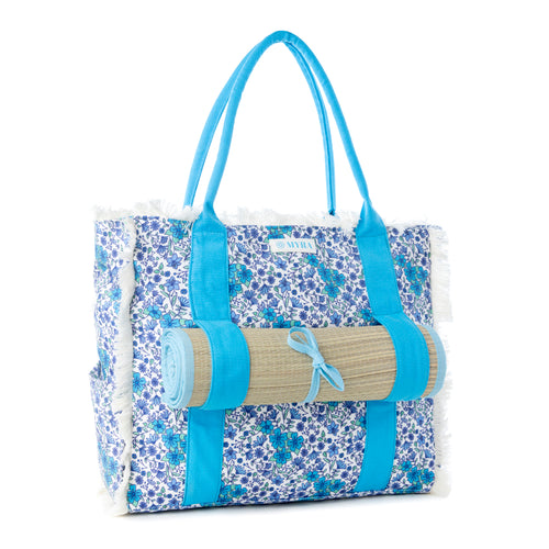 Shoreline Weekender Bag with Beach Mat in Cobalt Sky