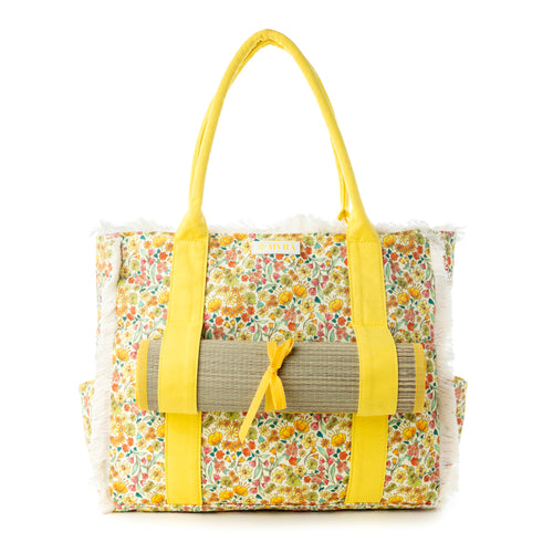 Shoreline Weekender Bag with Beach Mat in Sunlit Yellow