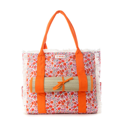 Shoreline Weekender Bag with Beach Mat in Sunset Rust