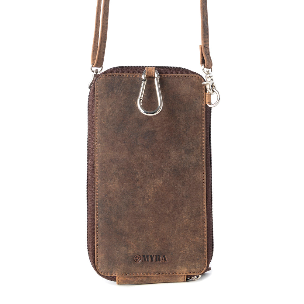 Wildtouch Western Phone Crossbody in dark brown with leather detail