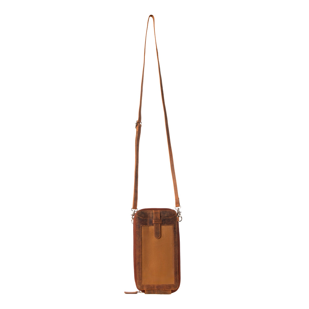 Wildtouch Western Phone Crossbody in tan with leather detail