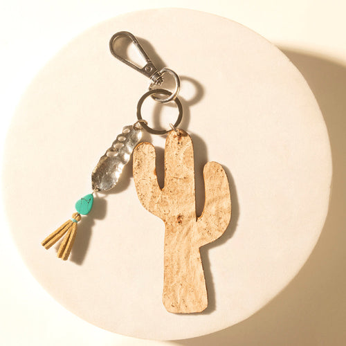 Desert Dune Handtooled Leather Key Fob in Olive Tan