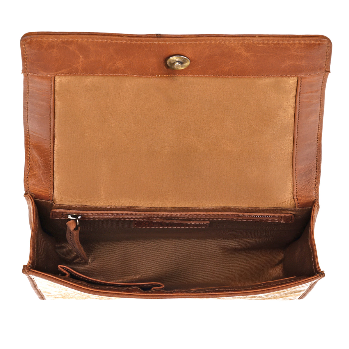 Hollowbend Crossbody Bag for Women in tan with hair on and leather strap
