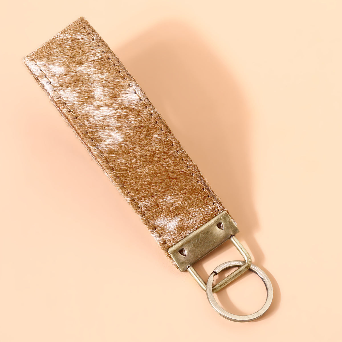 Sacaton Key Fob in tan with hair on