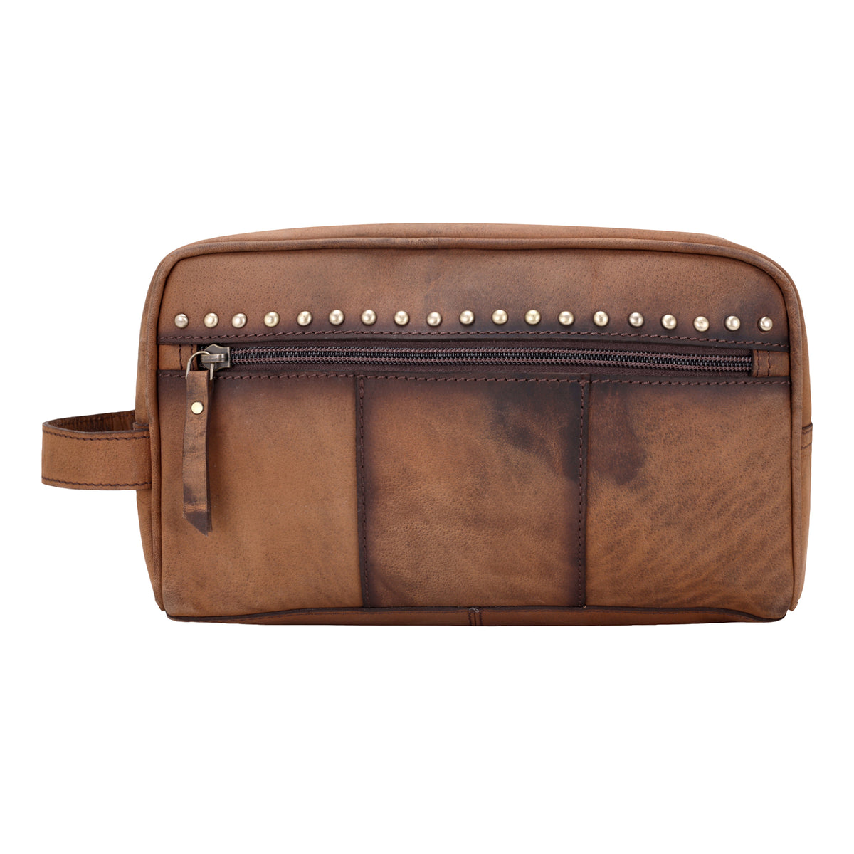 Cedar Bluff Men's Pouch in brown with studs
