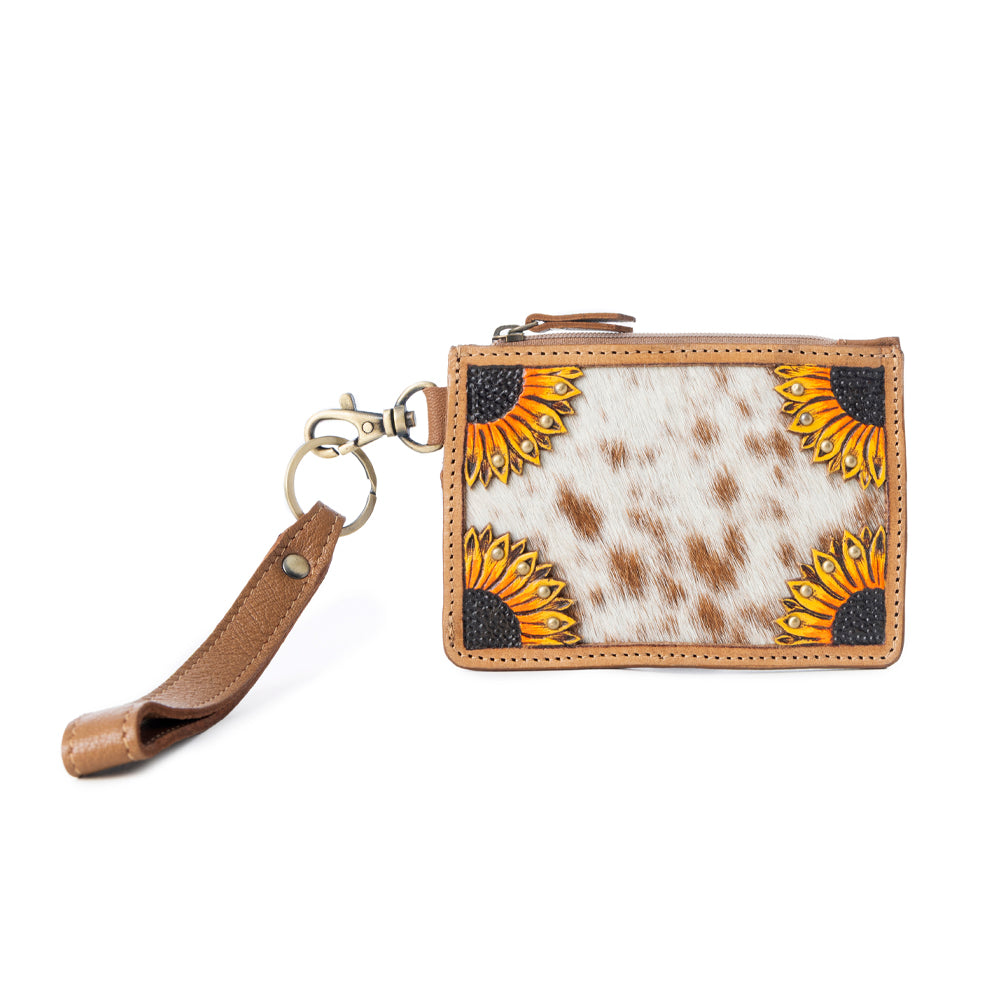 Hand Hewn Western Card Holder for Women in Light Brown with handtooled detail