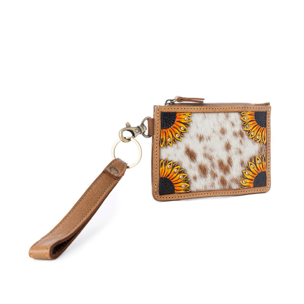 Hand Hewn Western Card Holder for Women in Light Brown with handtooled detail
