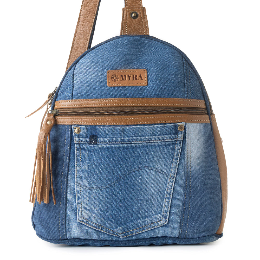 Bluejean fanny pack bag for Women in blue with denim and Front Pocket