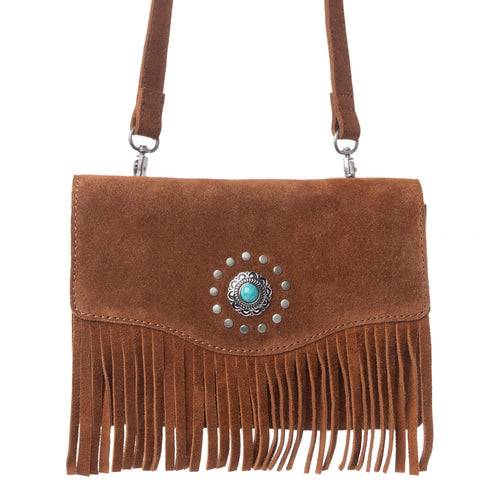 Yellowstone Highland Range Suede Leather Belt Bag in Desert Tan