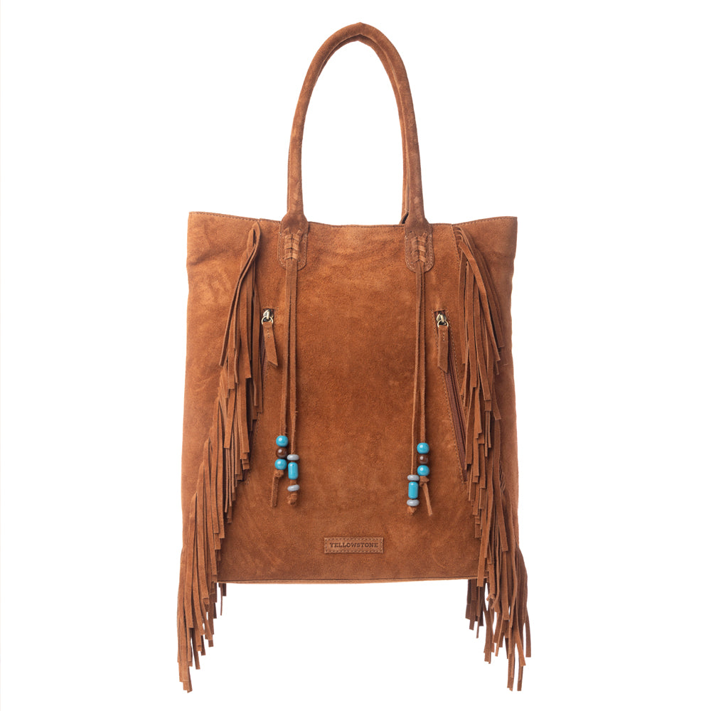 Yellowstone Desert Creek Fringed Suede Leather Concealed Carry Bag in Sand Brown